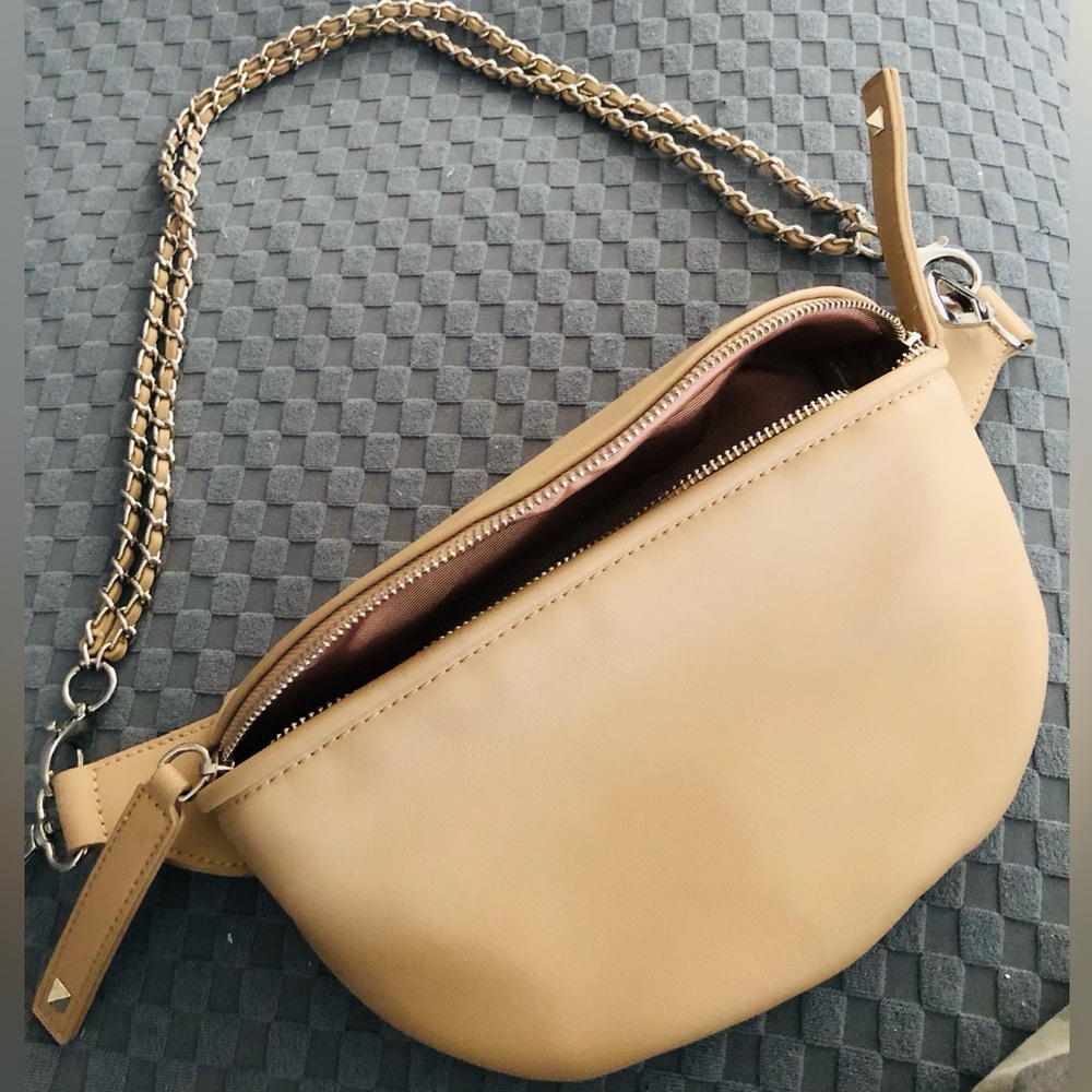 AQUA CROSSBODY SLING BAG-Tan in Color. Straps for crossbody included. NWOT